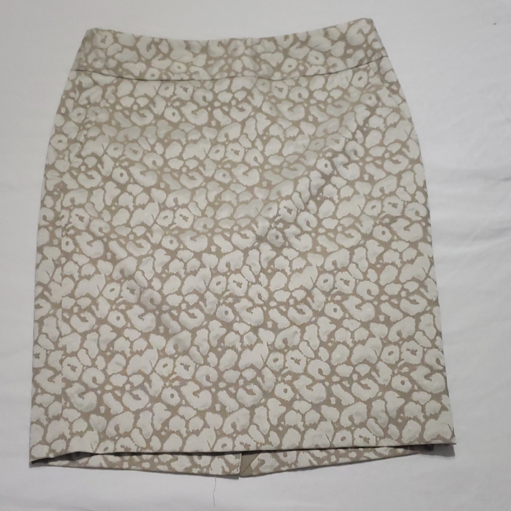The Limited cream metallic leopard pencil shirt